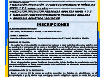 Inscripción cursos natación abril y junio 2022