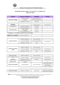 horario turismo arevalo