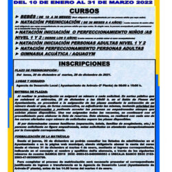 inscripción cursos de natación enero-marzo 2022
