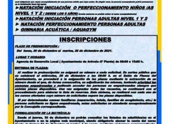 inscripción cursos de natación enero-marzo 2022