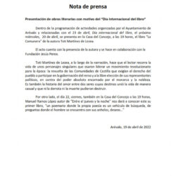 Presentación obras literarias